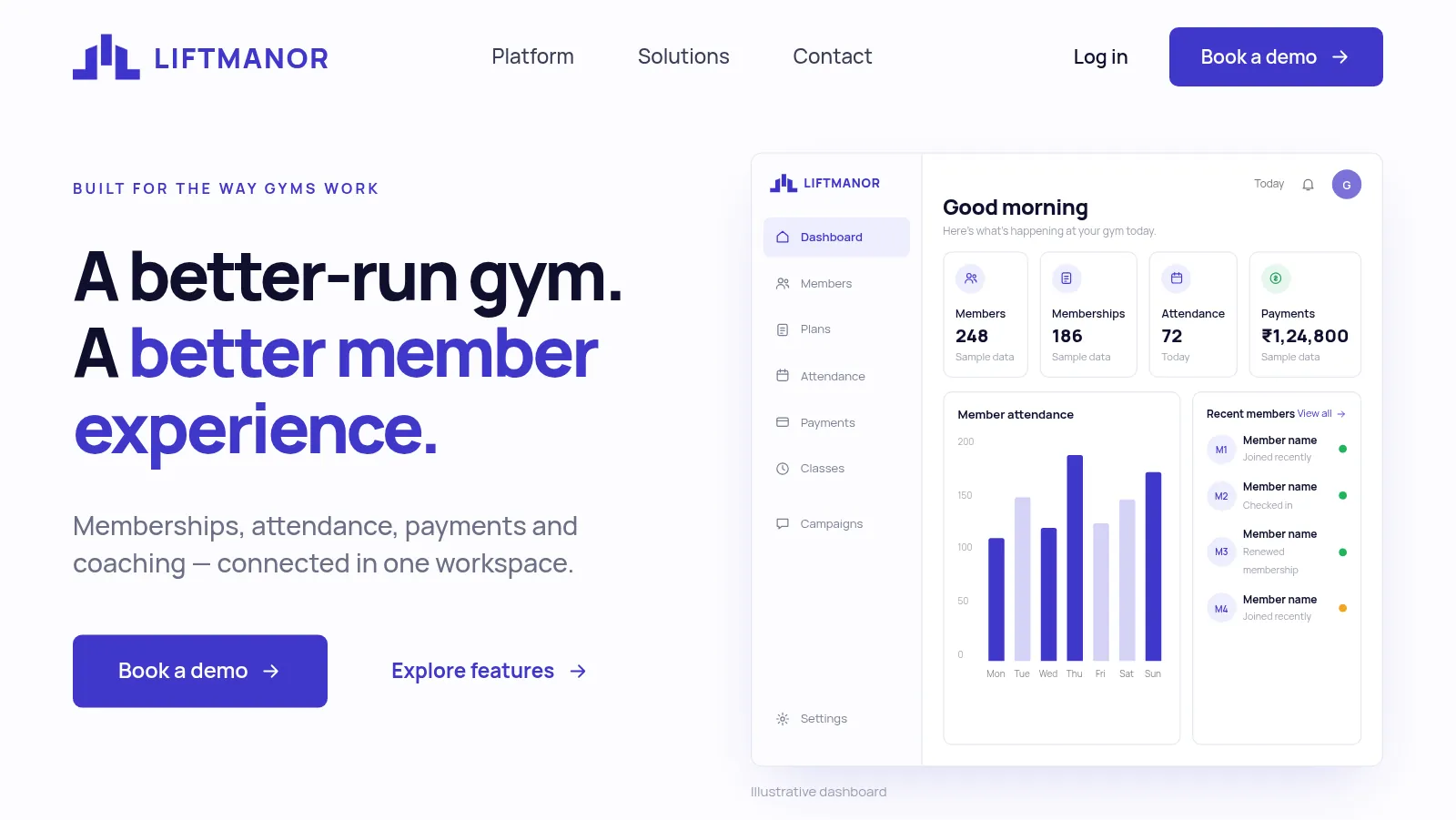LiftManor gym app website